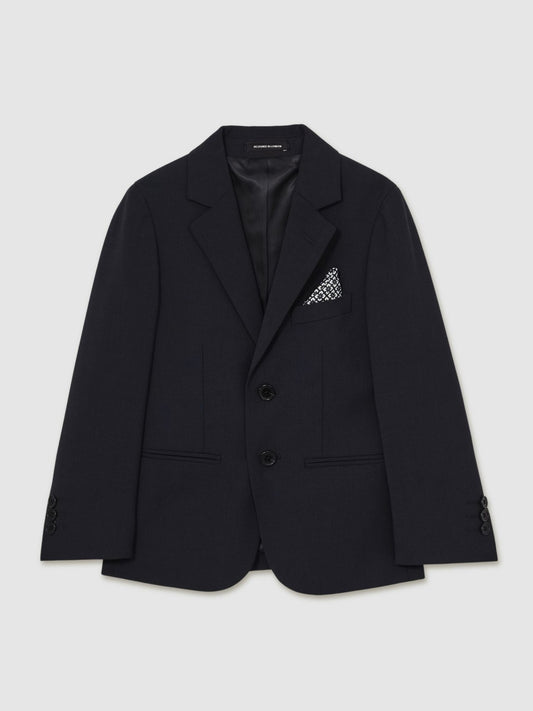 Reiss Best Seller - 13-14 yrs Wool-Blend Single-Breasted Suit Blazer in Navy