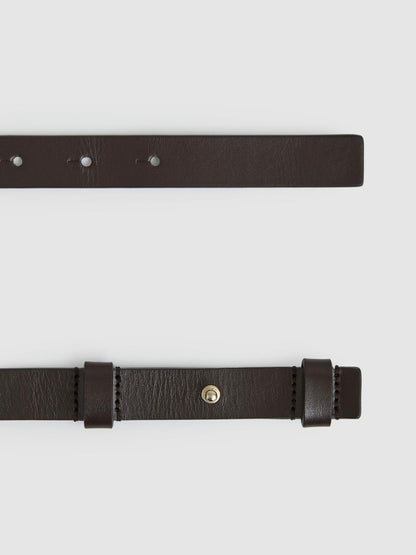 Reiss Affordable - Leather Square Hinge Belt in Chocolate