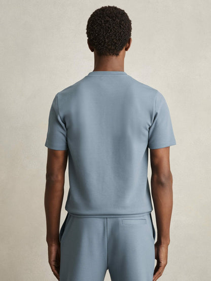 Reiss Savings - Interlock Jersey Crew Neck T-Shirt in Airforce Blue
