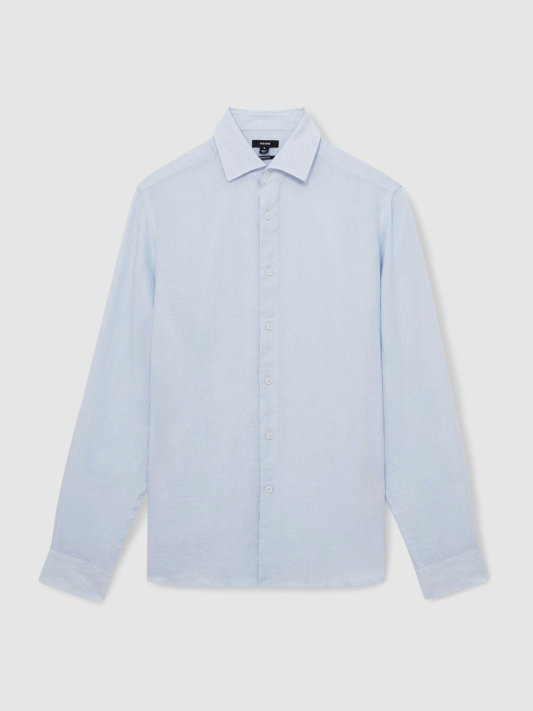 Reiss Linen Button-Through Shirt in Pale Blue