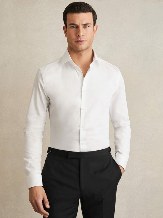 Reiss Affordable - Regular Fit Cotton Sateen Shirt in White