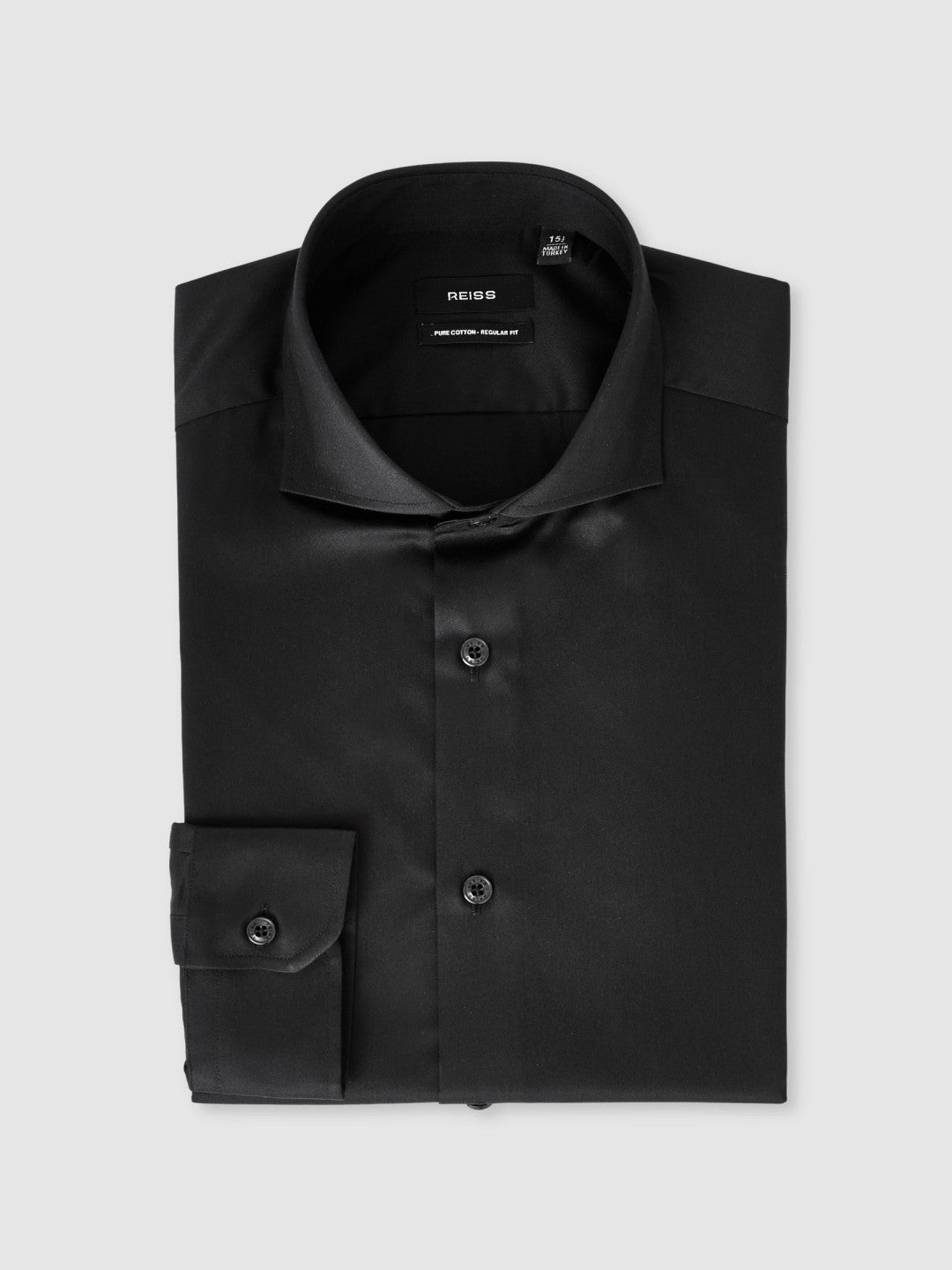 Reiss Savings - Regular Fit Cotton-Twill Two-Fold Shirt Slim-Fit in Black