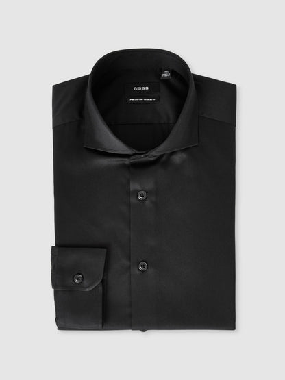 Reiss Savings - Regular Fit Cotton-Twill Two-Fold Shirt Slim-Fit in Black
