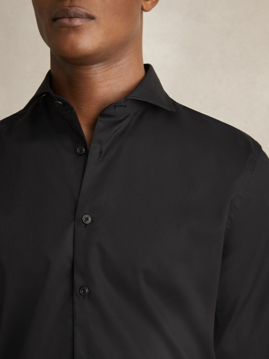 Reiss Savings - Regular Fit Cotton-Twill Two-Fold Shirt Slim-Fit in Black