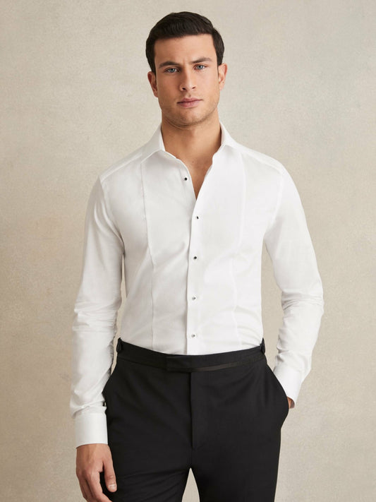 Reiss Popular Choice - Slim Fit Cotton Dinner Shirt in White