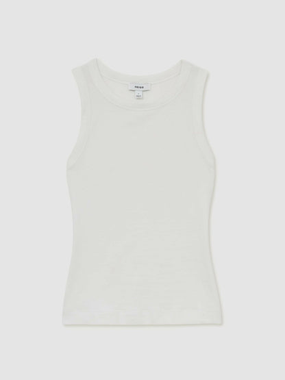 Reiss Affordable - Stretch-Cotton Racerback Vest in White