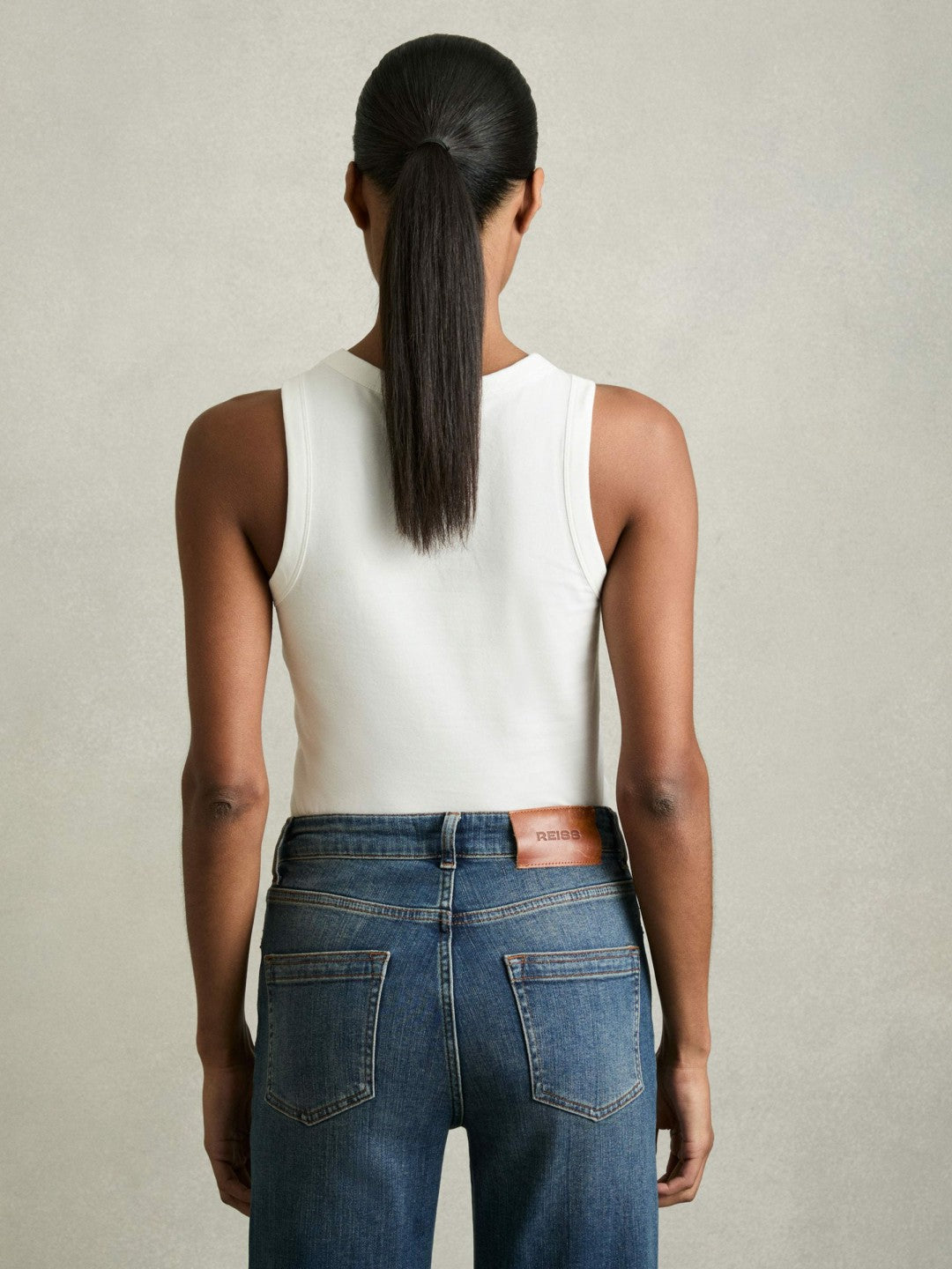 Reiss Affordable - Stretch-Cotton Racerback Vest in White