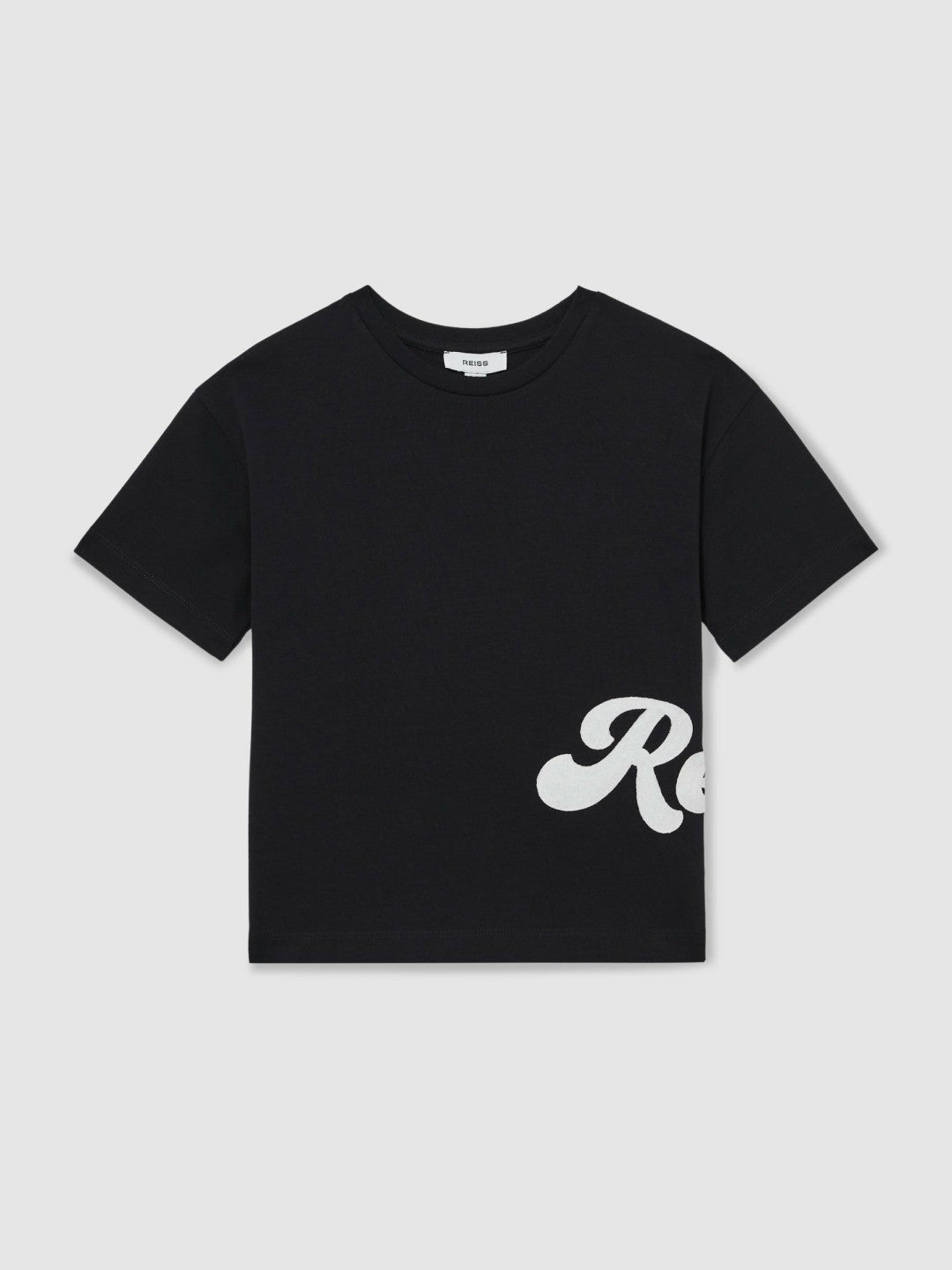 Reiss Offer - 9-12 yrs Cotton Script-Logo Oversized T-Shirt in Navy