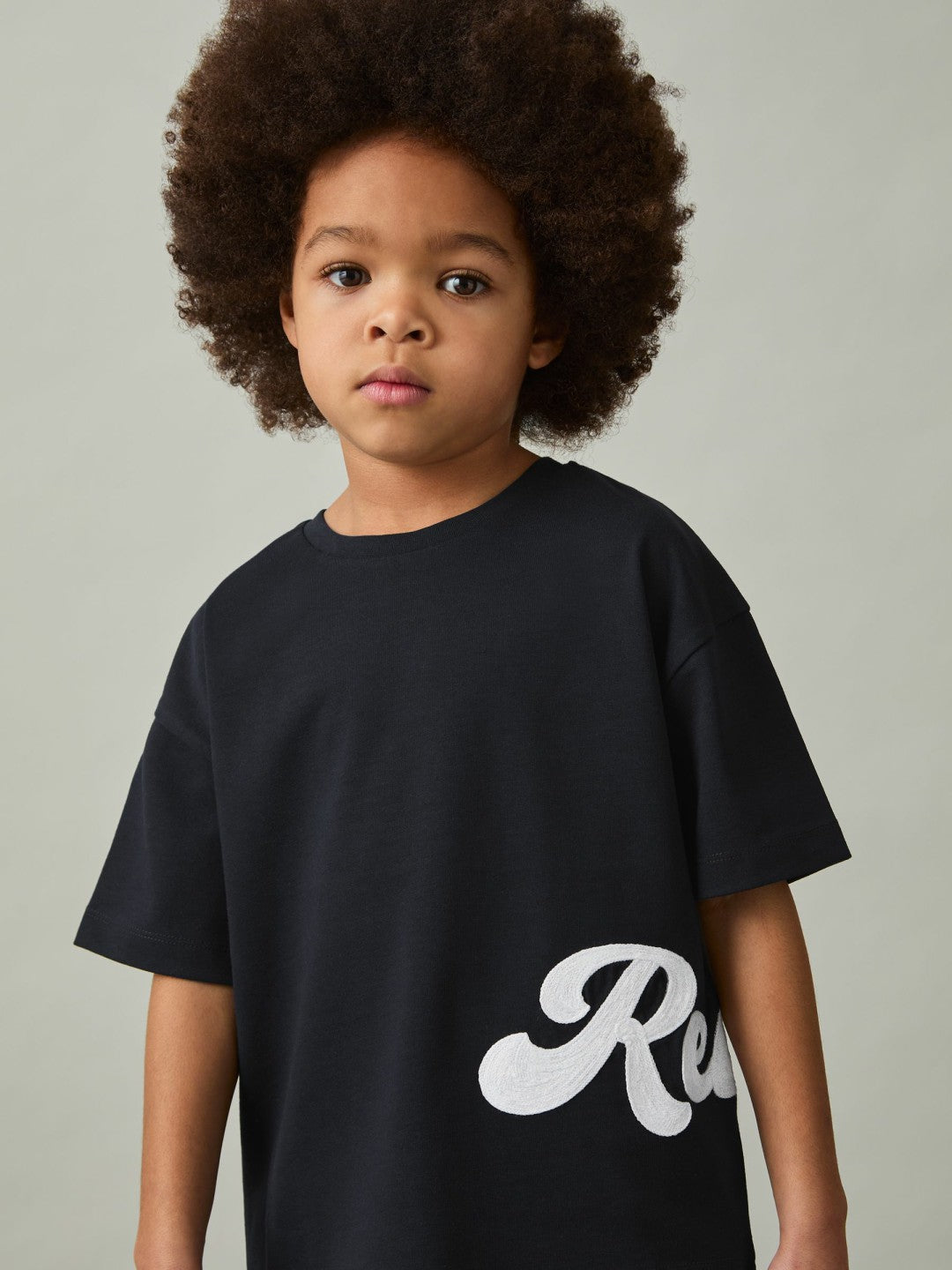 Reiss Offer - 9-12 yrs Cotton Script-Logo Oversized T-Shirt in Navy