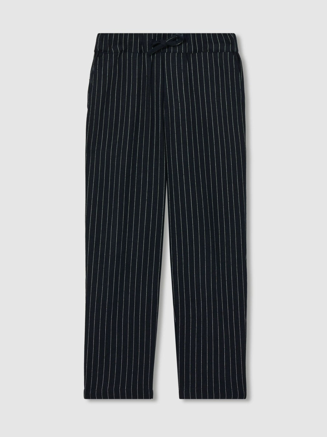 Reiss Sale - Linen-Blend Drawstring Trousers in Navy Stripe