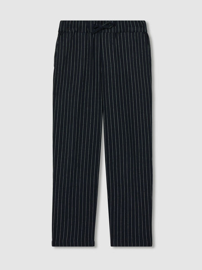 Reiss Sale - Linen-Blend Drawstring Trousers in Navy Stripe
