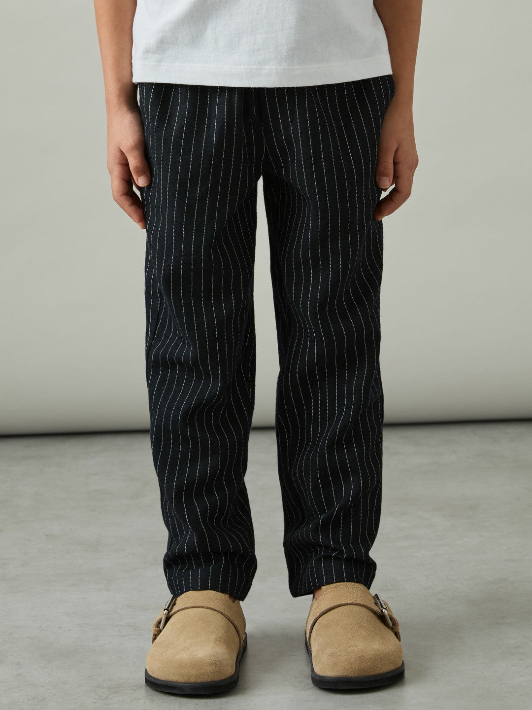 Reiss Sale - Linen-Blend Drawstring Trousers in Navy Stripe