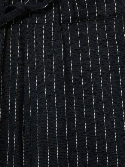 Reiss Sale - Linen-Blend Drawstring Trousers in Navy Stripe