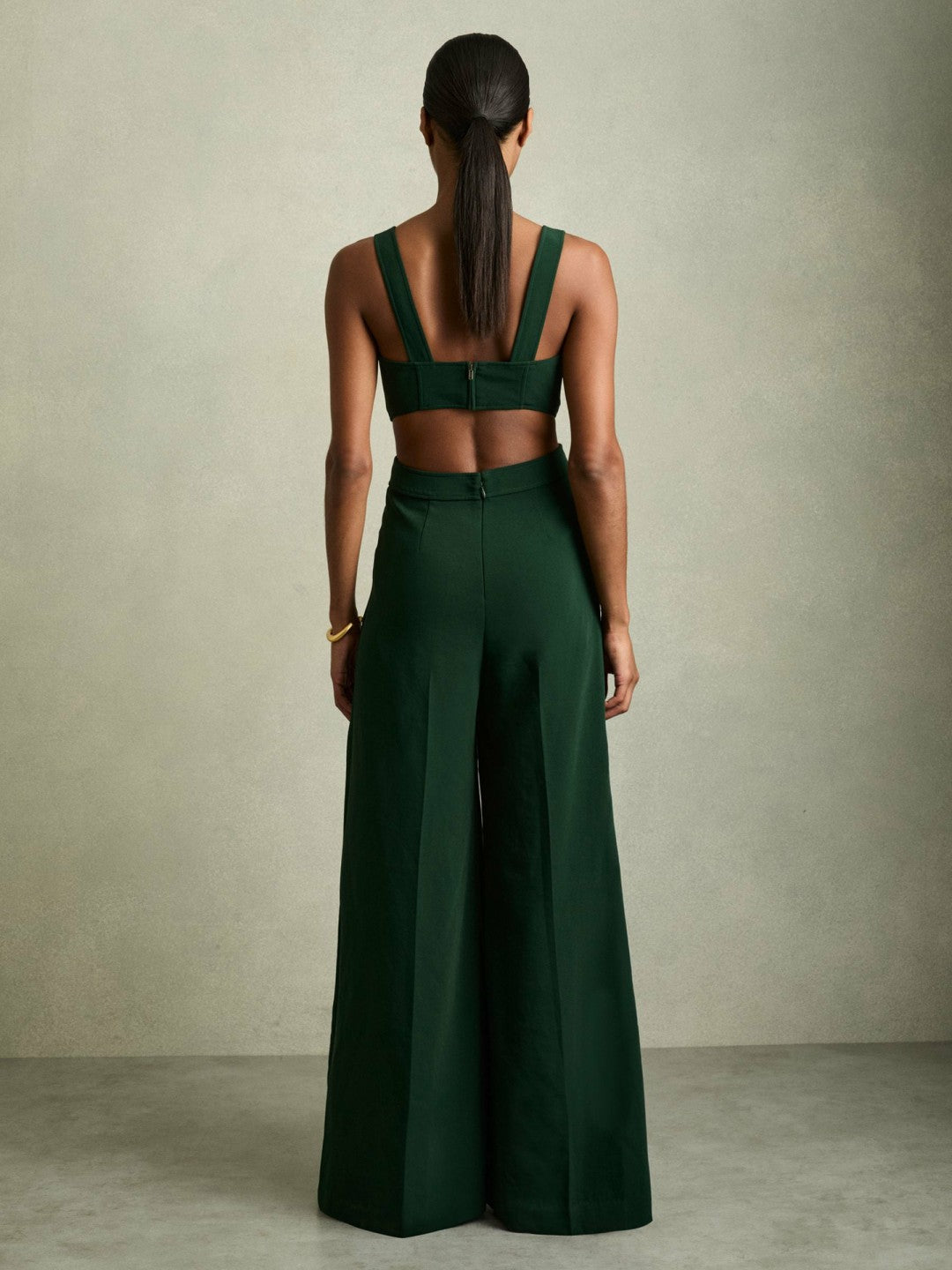 Reiss Value - Wide-Leg Cut-Out Jumpsuit in Green