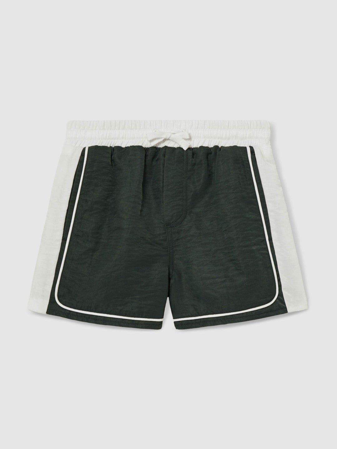 Reiss Deal - 9-13 yrs Colour-Block Piped Swim Shorts in Green/White