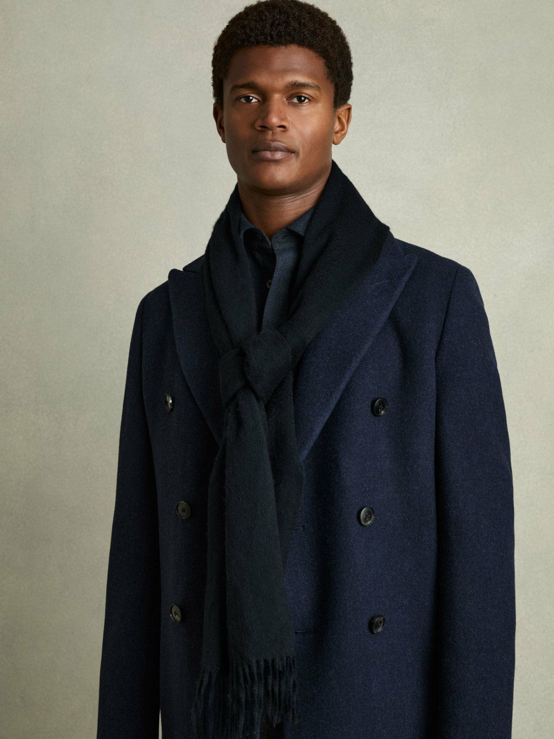 Reiss Popular Choice - Wool and Cashmere Scarf in Navy