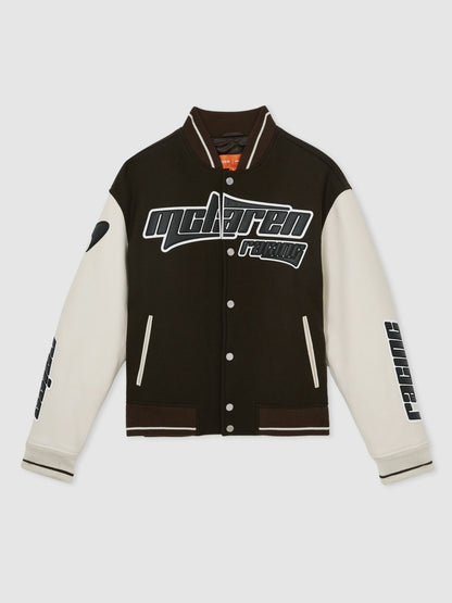 Reiss Savings - McLaren F1 Team Bomber Jacket in Brown/Ivory/White