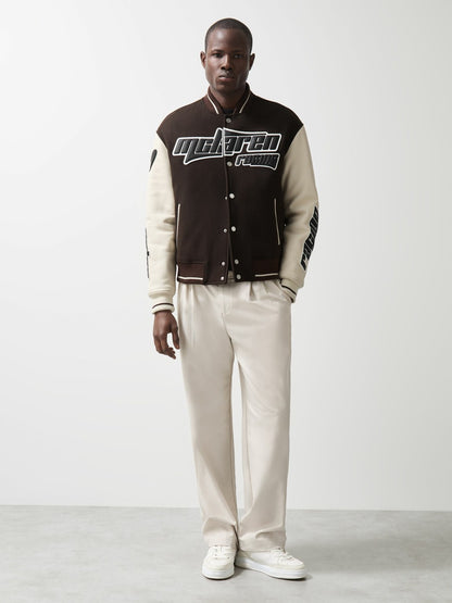 Reiss Savings - McLaren F1 Team Bomber Jacket in Brown/Ivory/White