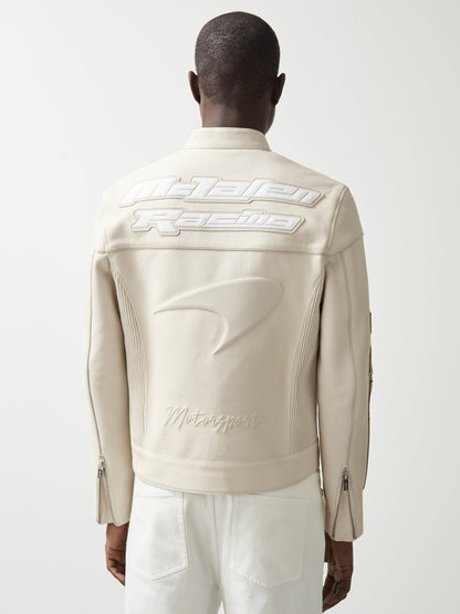Reiss Featured - McLaren F1 Team Leather Biker Jacket in Off White