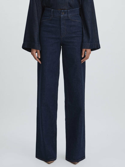 Reiss Popular Choice - Paige High Rise Wide Leg Jeans in Edinburgh Dark Blue