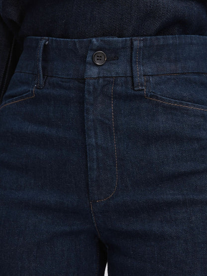 Reiss Popular Choice - Paige High Rise Wide Leg Jeans in Edinburgh Dark Blue