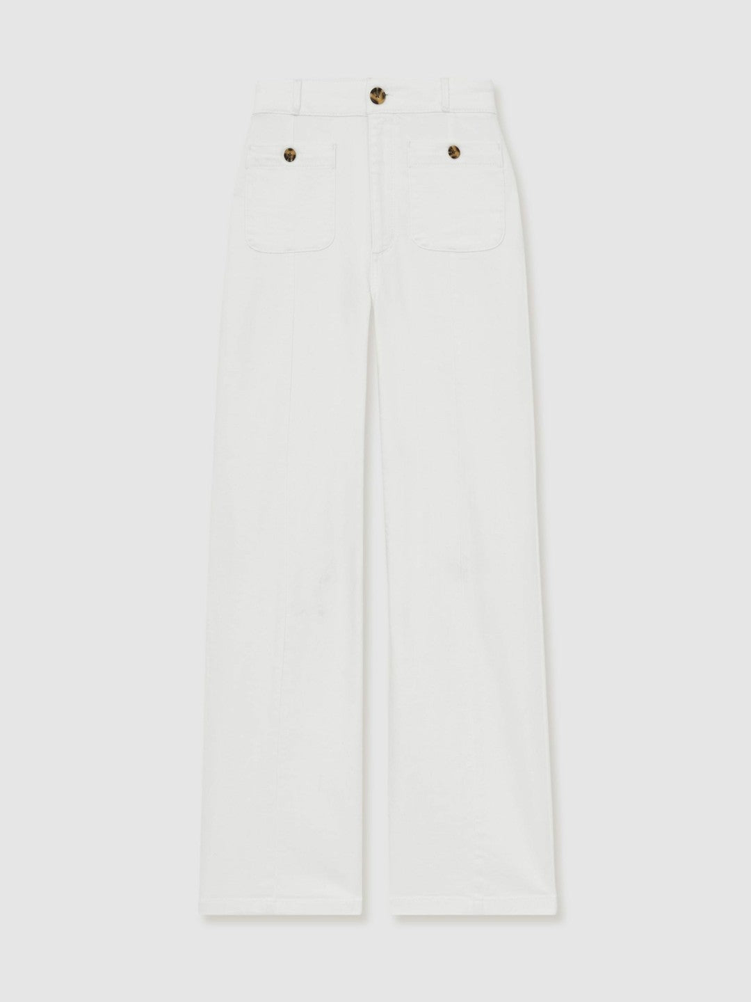 Reiss Value - Paige Wide-Leg Patch Pocket Jeans in Ecru