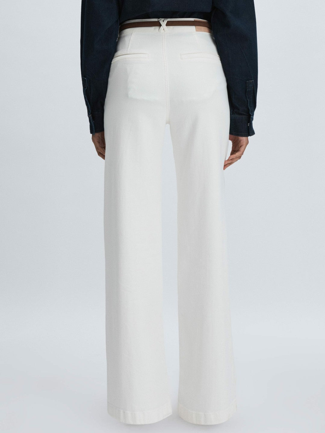 Reiss Value - Paige Wide-Leg Patch Pocket Jeans in Ecru