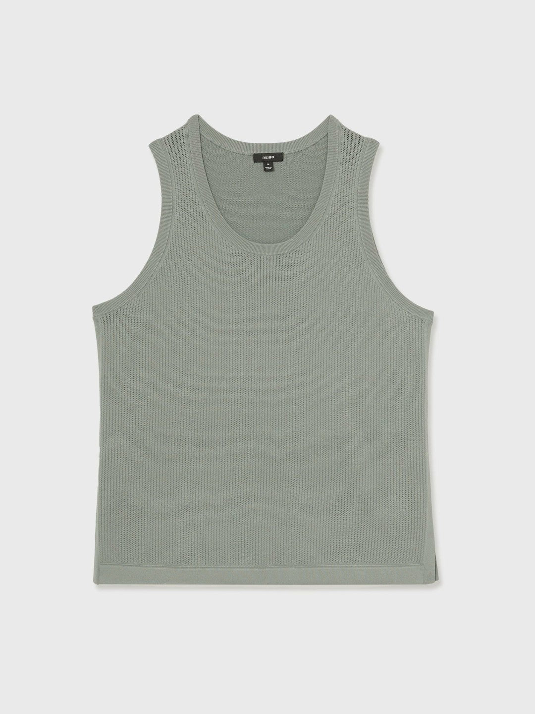Reiss Featured - Textured Crew Neck Ribbed Vest in Sage Green