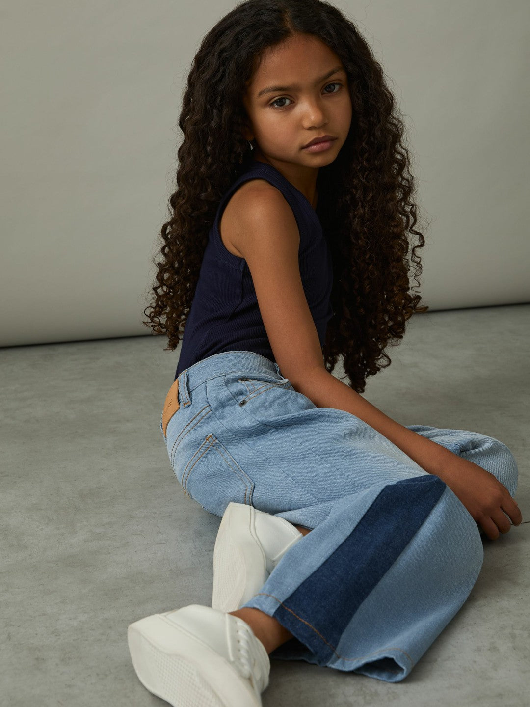 Reiss 9-13 yrs Patchwork Denim Jeans Two-Tone in Blue