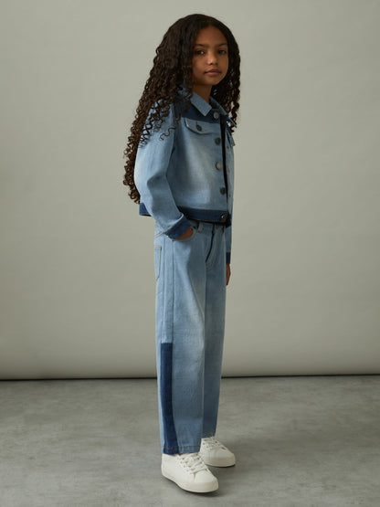 Reiss 9-13 yrs Patchwork Denim Jeans Two-Tone in Blue