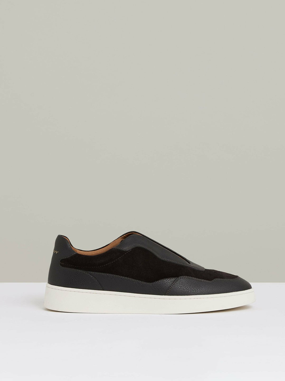 Reiss Value - Leather Elasticated-Lace Trainers in Espresso Brown