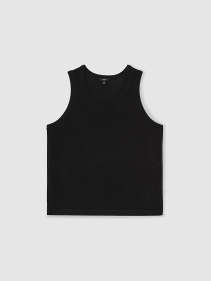 Reiss Savings - Textured Crew Neck Ribbed Vest in Black