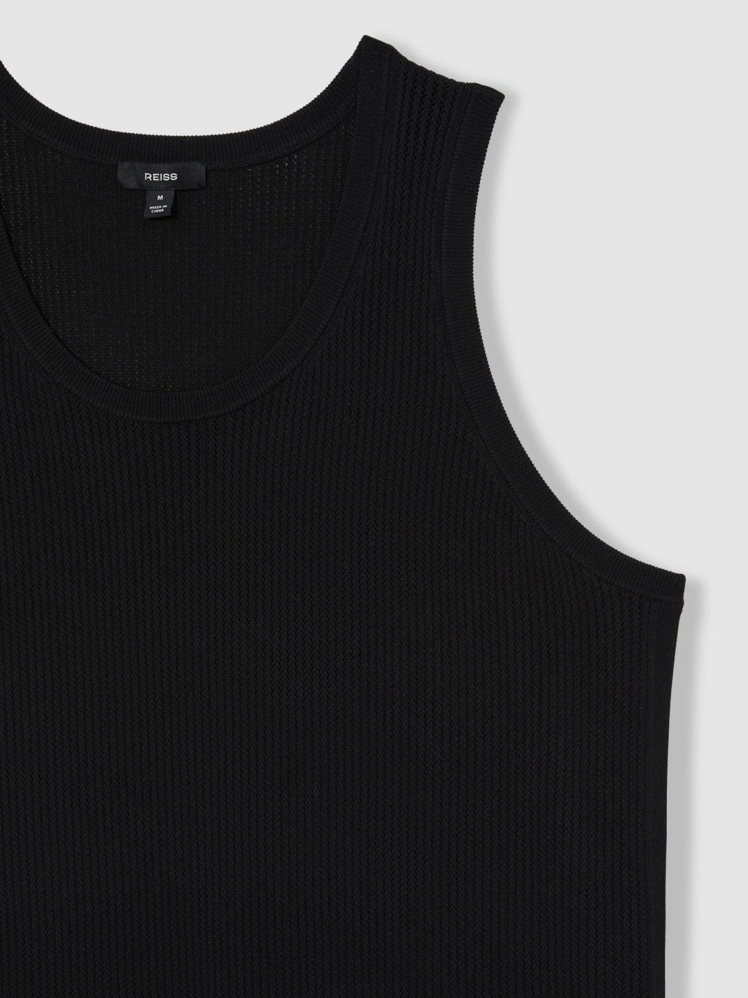 Reiss Savings - Textured Crew Neck Ribbed Vest in Black