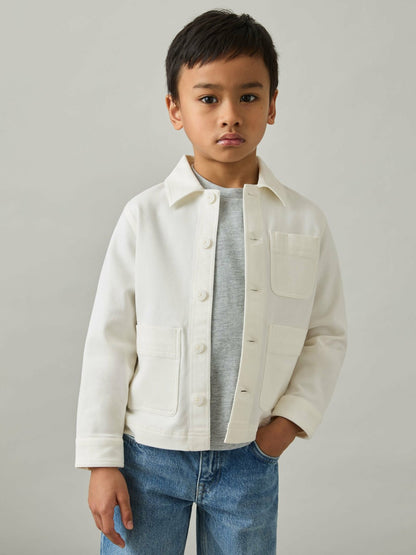 Reiss Best Seller - Cotton-Blend Work Jacket in Off White