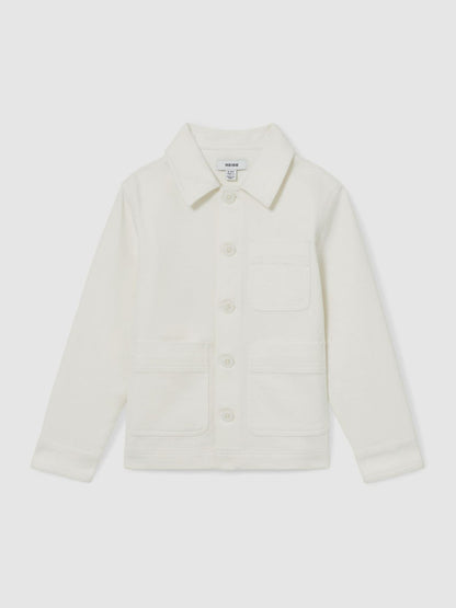 Reiss Best Seller - Cotton-Blend Work Jacket in Off White