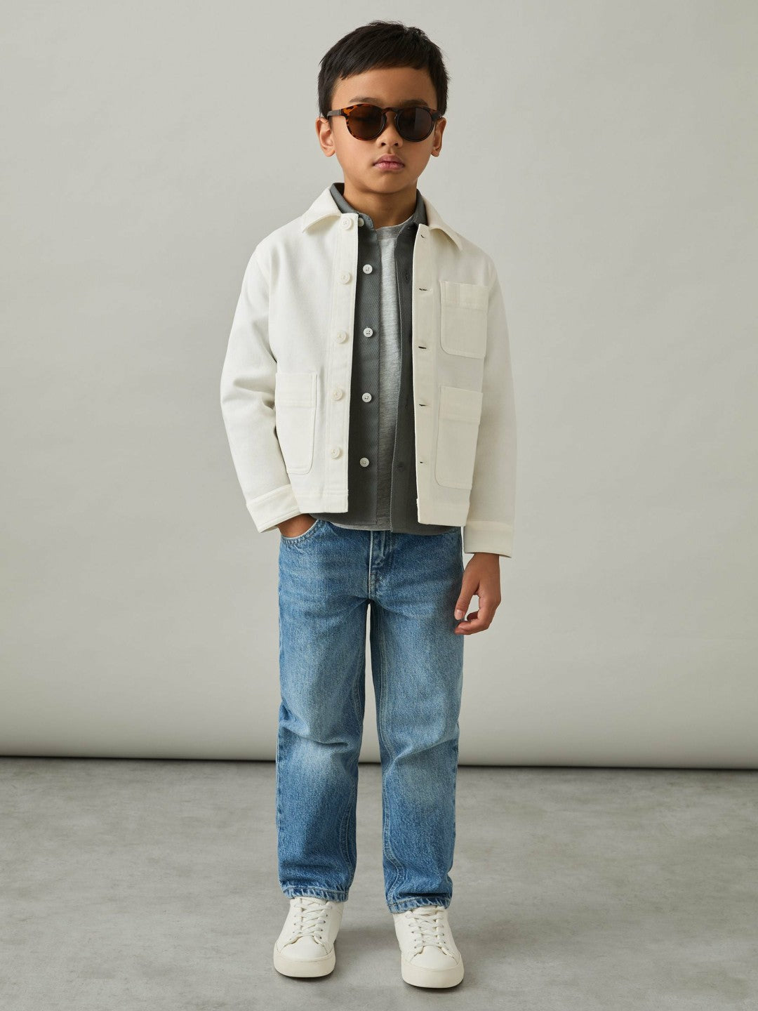 Reiss Best Seller - Cotton-Blend Work Jacket in Off White