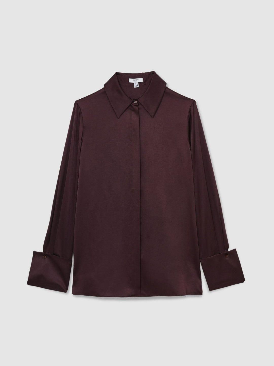 Reiss Deal - Silk Double-Cuff Button-Through Shirt in Red
