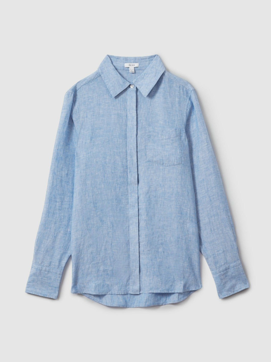 Reiss Featured - Linen Button-Through Shirt in Blue