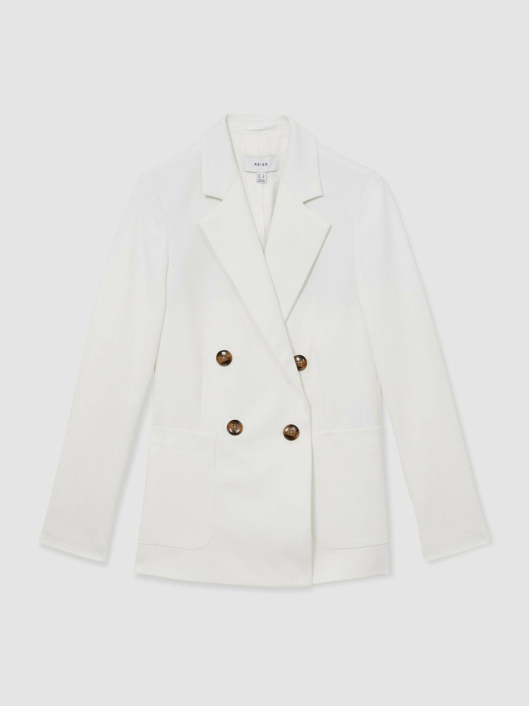 Reiss Affordable - Double-Breasted Notch-Lapel Blazer in White