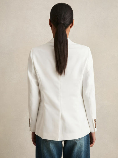 Reiss Affordable - Double-Breasted Notch-Lapel Blazer in White
