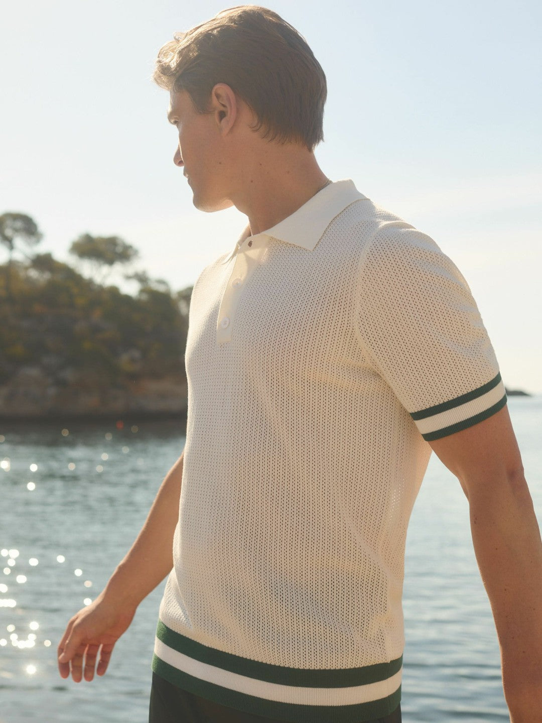 Reiss Featured - | Ché Knitted Half-Button Polo Shirt in White