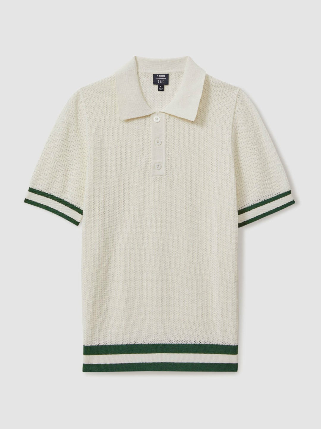 Reiss Featured - | Ché Knitted Half-Button Polo Shirt in White
