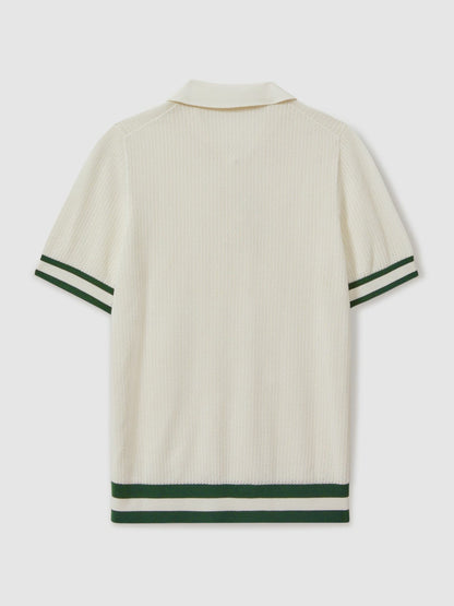 Reiss Featured - | Ché Knitted Half-Button Polo Shirt in White