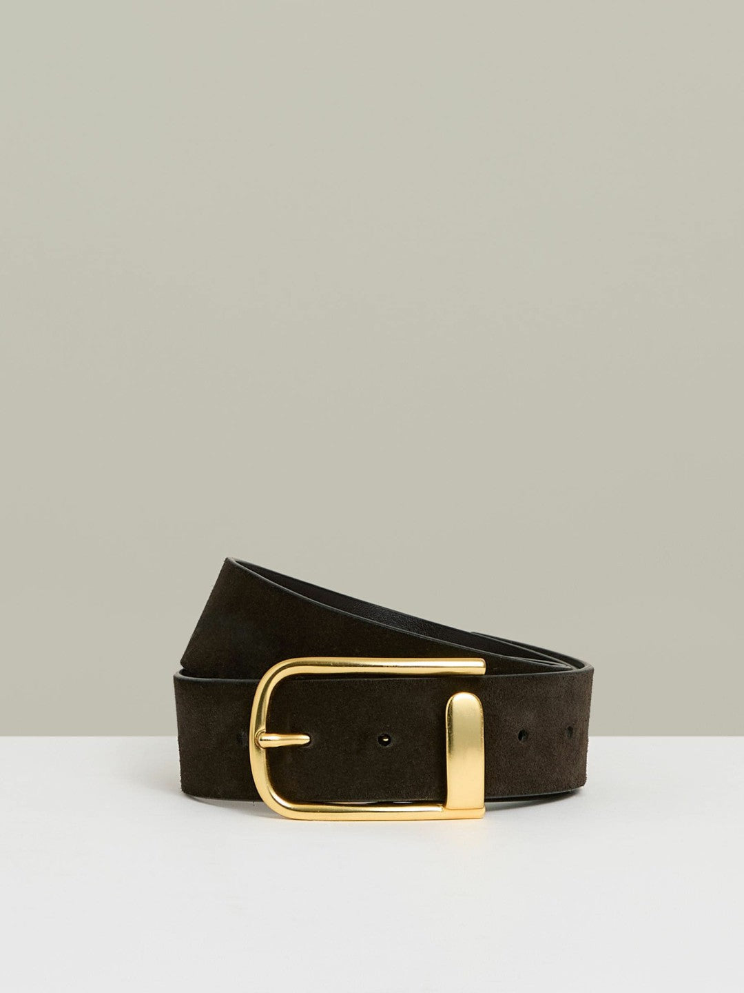 Reiss Popular Choice - Leather Half Keeper Belt in Chocolate