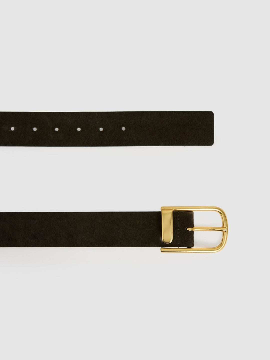 Reiss Popular Choice - Leather Half Keeper Belt in Chocolate
