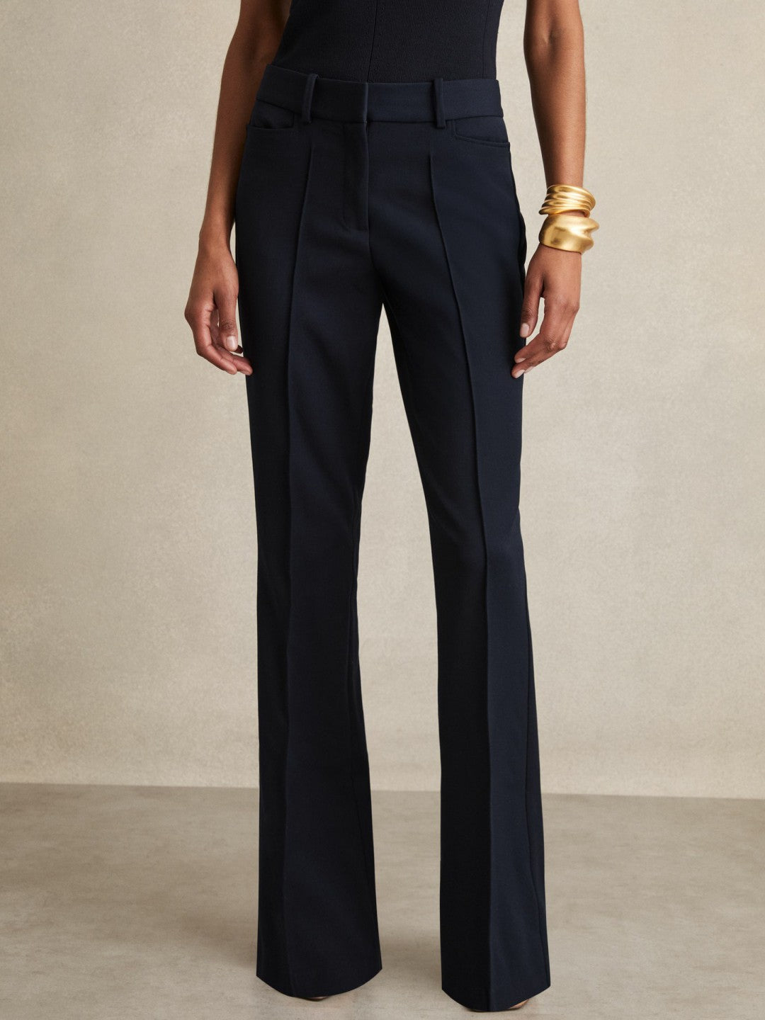 Reiss Petite Flared Suit Trousers in Navy