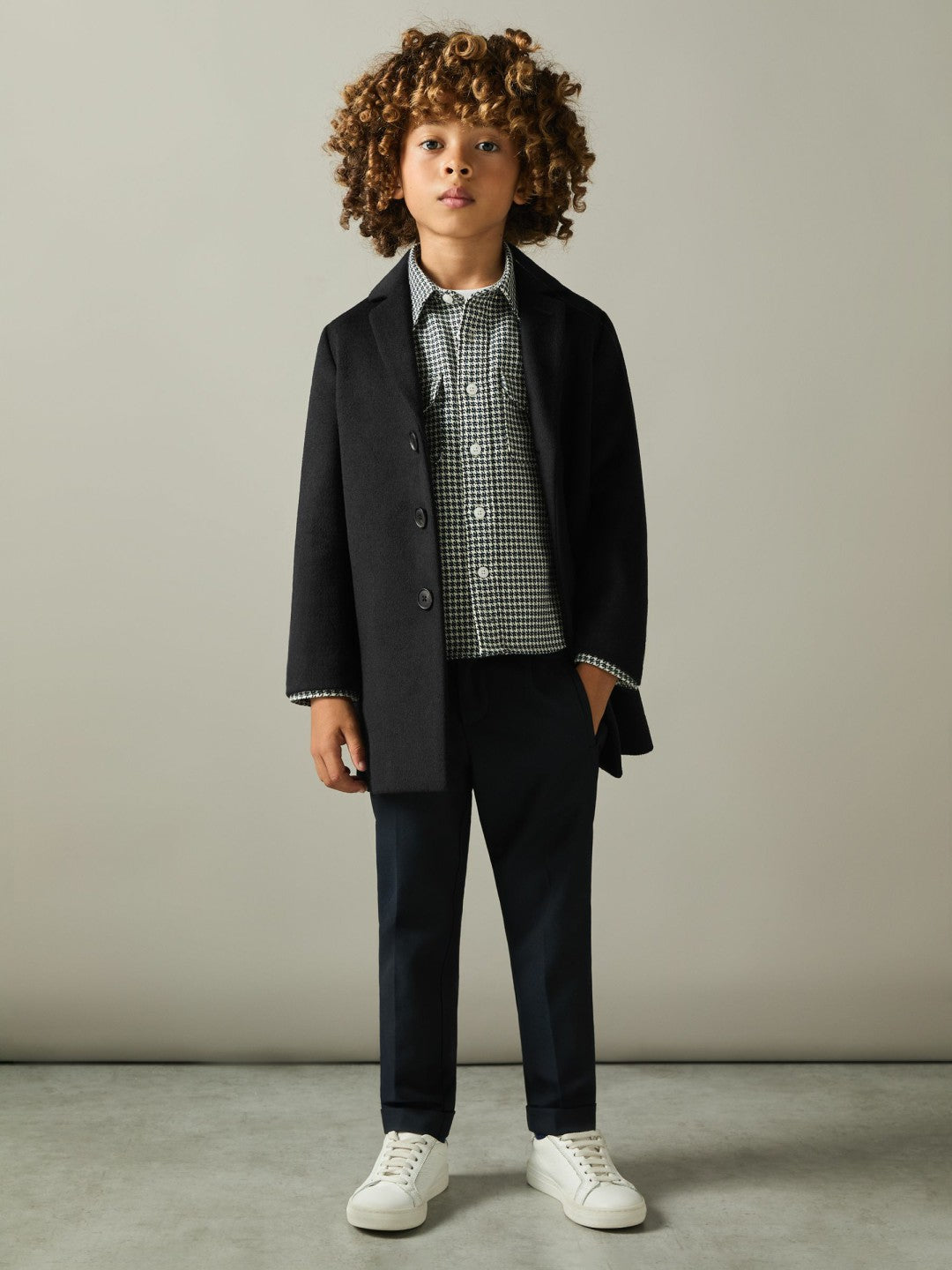Reiss Featured - 3-9 yrs Single Breasted Overcoat in Navy