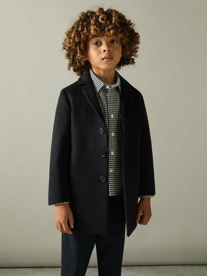 Reiss Featured - 3-9 yrs Single Breasted Overcoat in Navy
