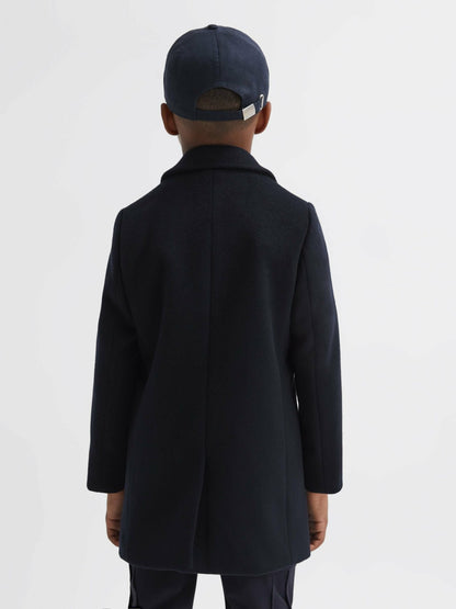 Reiss Featured - 3-9 yrs Single Breasted Overcoat in Navy