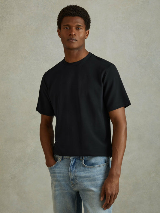 Reiss Popular Choice - Textured Crew-Neck T-Shirt in Navy